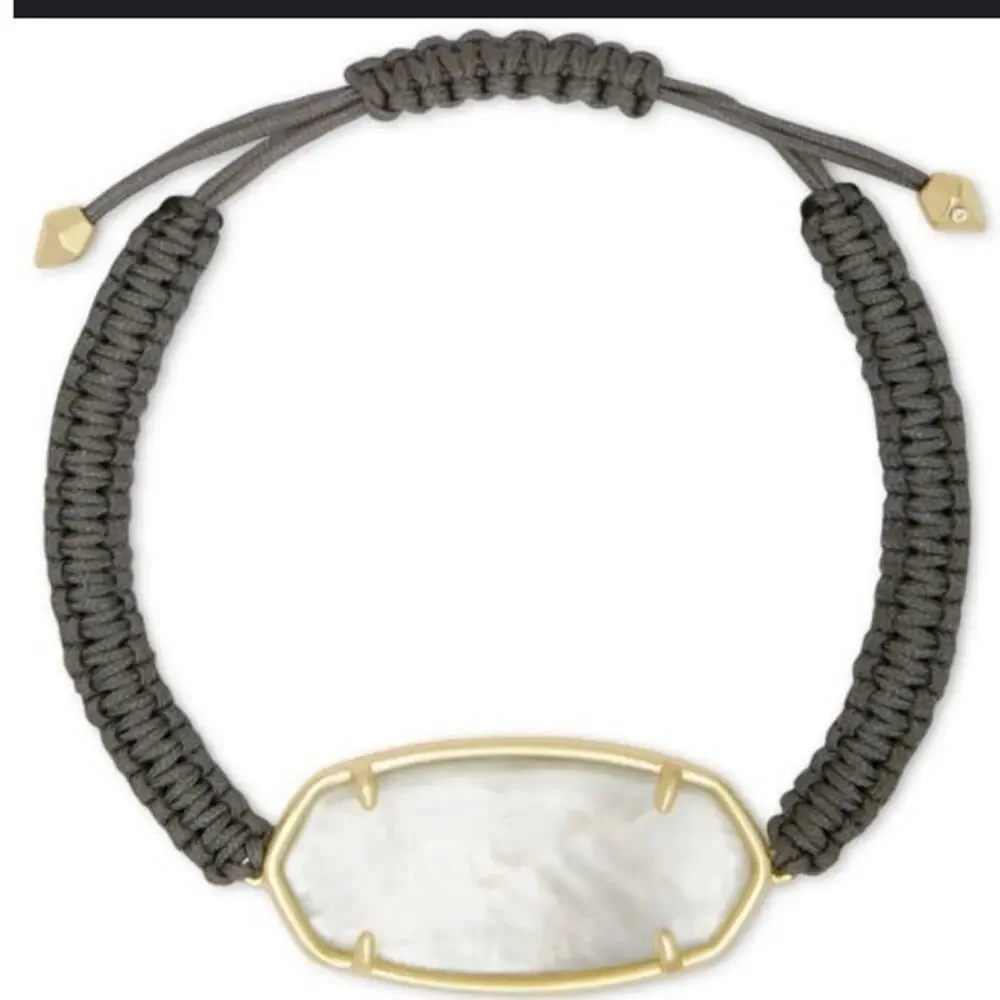 Kendra Scott Elle Friendship Adj‎ Black Braided Abalone MOP Friendship Bracelet
